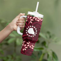 Personalised Cook Islands Mangaia Tumbler With Handle Tiare Maori Polynesian Waves Tattoo LT14 - Polynesian Pride