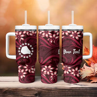 Personalised Cook Islands Mangaia Tumbler With Handle Tiare Maori Polynesian Waves Tattoo LT14 - Polynesian Pride