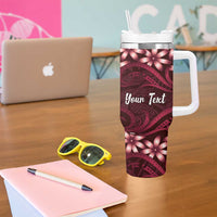 Personalised Cook Islands Mangaia Tumbler With Handle Tiare Maori Polynesian Waves Tattoo LT14 - Polynesian Pride