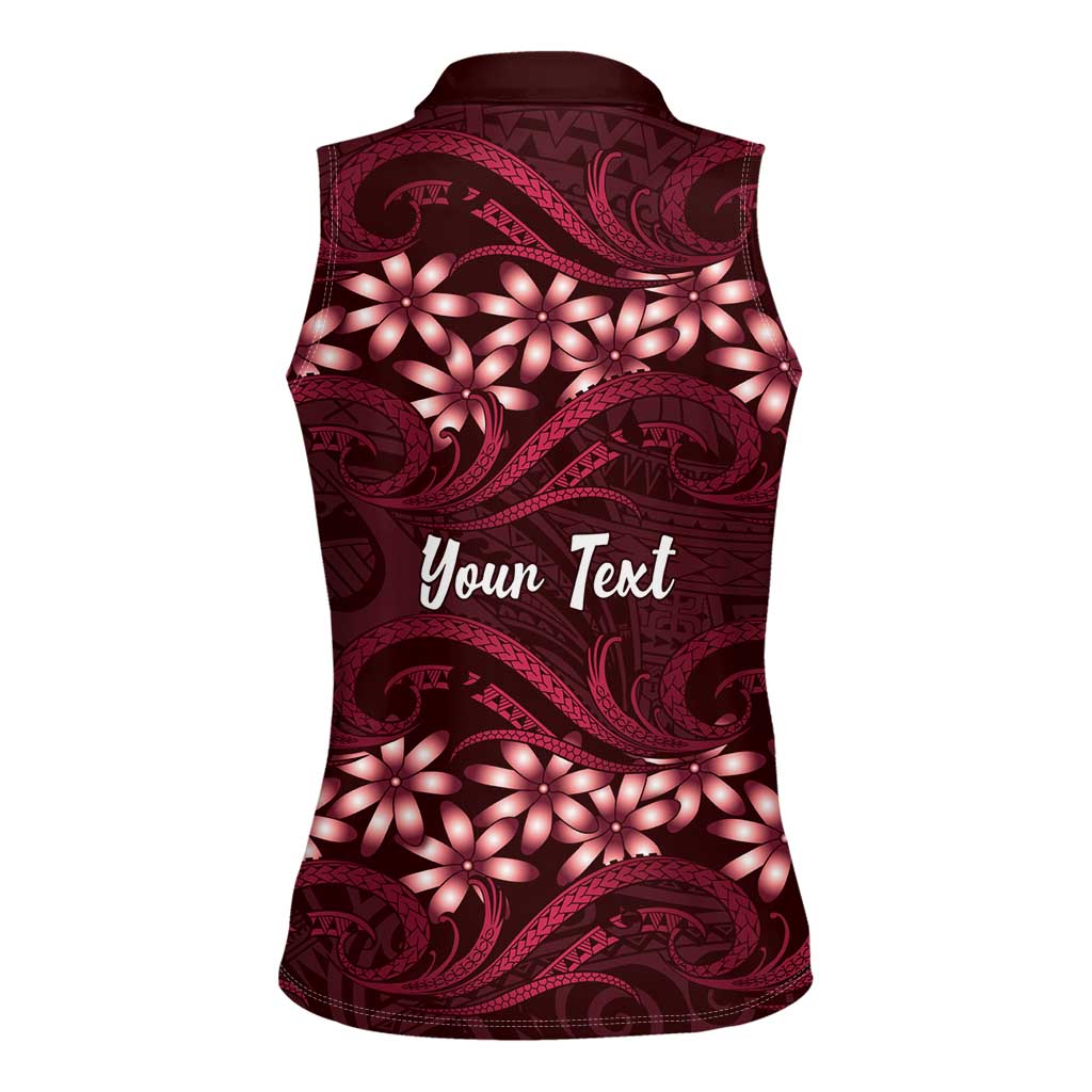 Personalised Cook Islands Mangaia Women Sleeveless Polo Shirt Tiare Maori Polynesian Waves Tattoo
