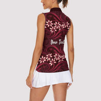 Personalised Cook Islands Mangaia Women Sleeveless Polo Shirt Tiare Maori Polynesian Waves Tattoo