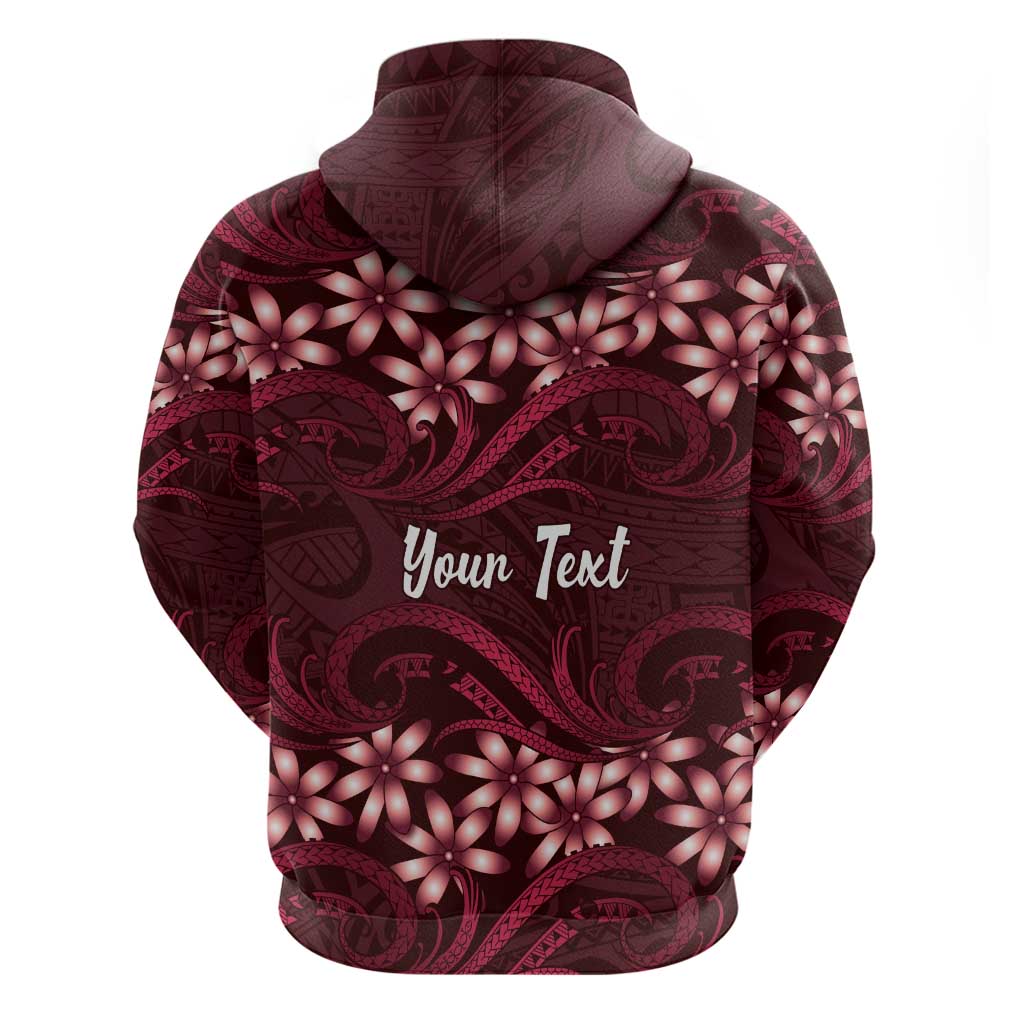 Personalised Cook Islands Mangaia Zip Hoodie Tiare Maori Polynesian Waves Tattoo