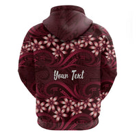 Personalised Cook Islands Mangaia Zip Hoodie Tiare Maori Polynesian Waves Tattoo
