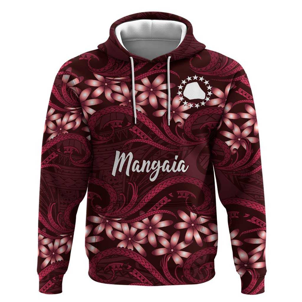 Personalised Cook Islands Mangaia Zip Hoodie Tiare Maori Polynesian Waves Tattoo