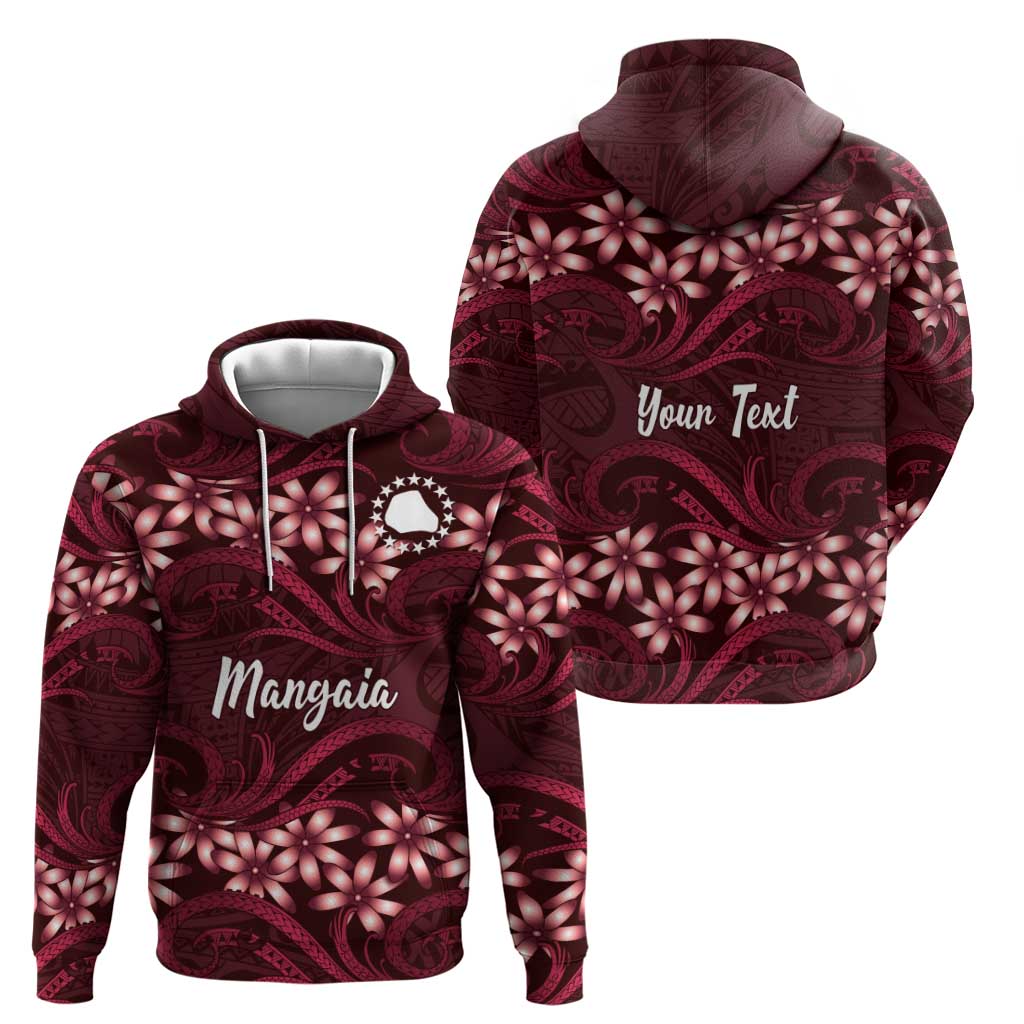 Personalised Cook Islands Mangaia Zip Hoodie Tiare Maori Polynesian Waves Tattoo