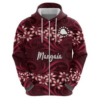 Personalised Cook Islands Mangaia Zip Hoodie Tiare Maori Polynesian Waves Tattoo
