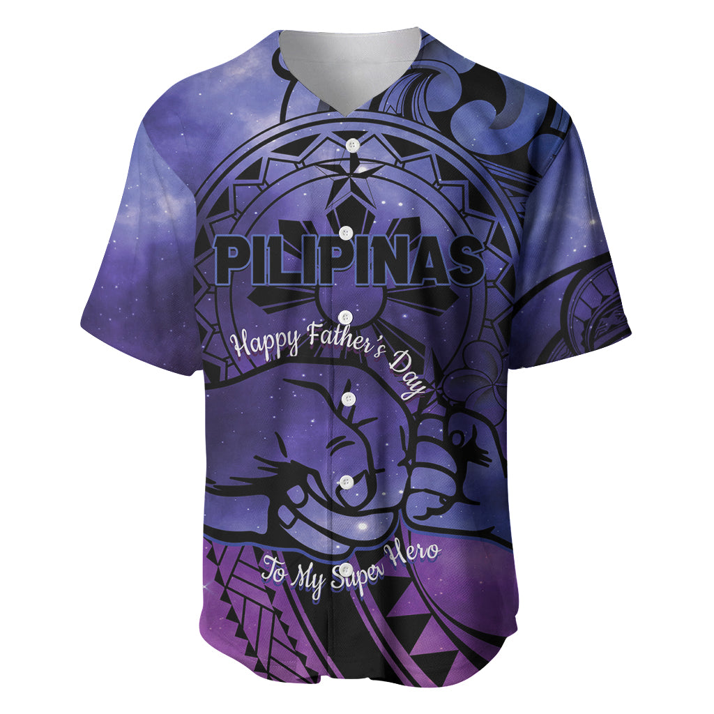 Philippines Father's Day Baseball Jersey Polynesian Tattoo Galaxy Vibes