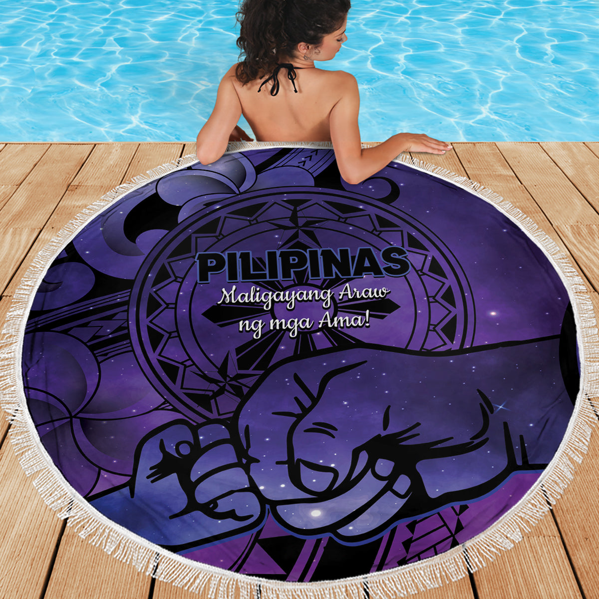 Philippines Father's Day Beach Blanket Polynesian Tattoo Galaxy Vibes