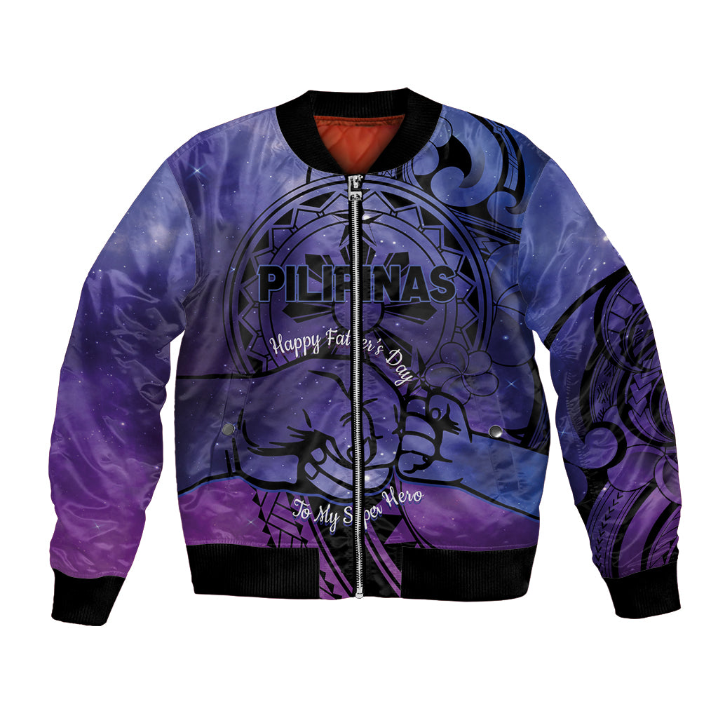 Philippines Father's Day Bomber Jacket Polynesian Tattoo Galaxy Vibes