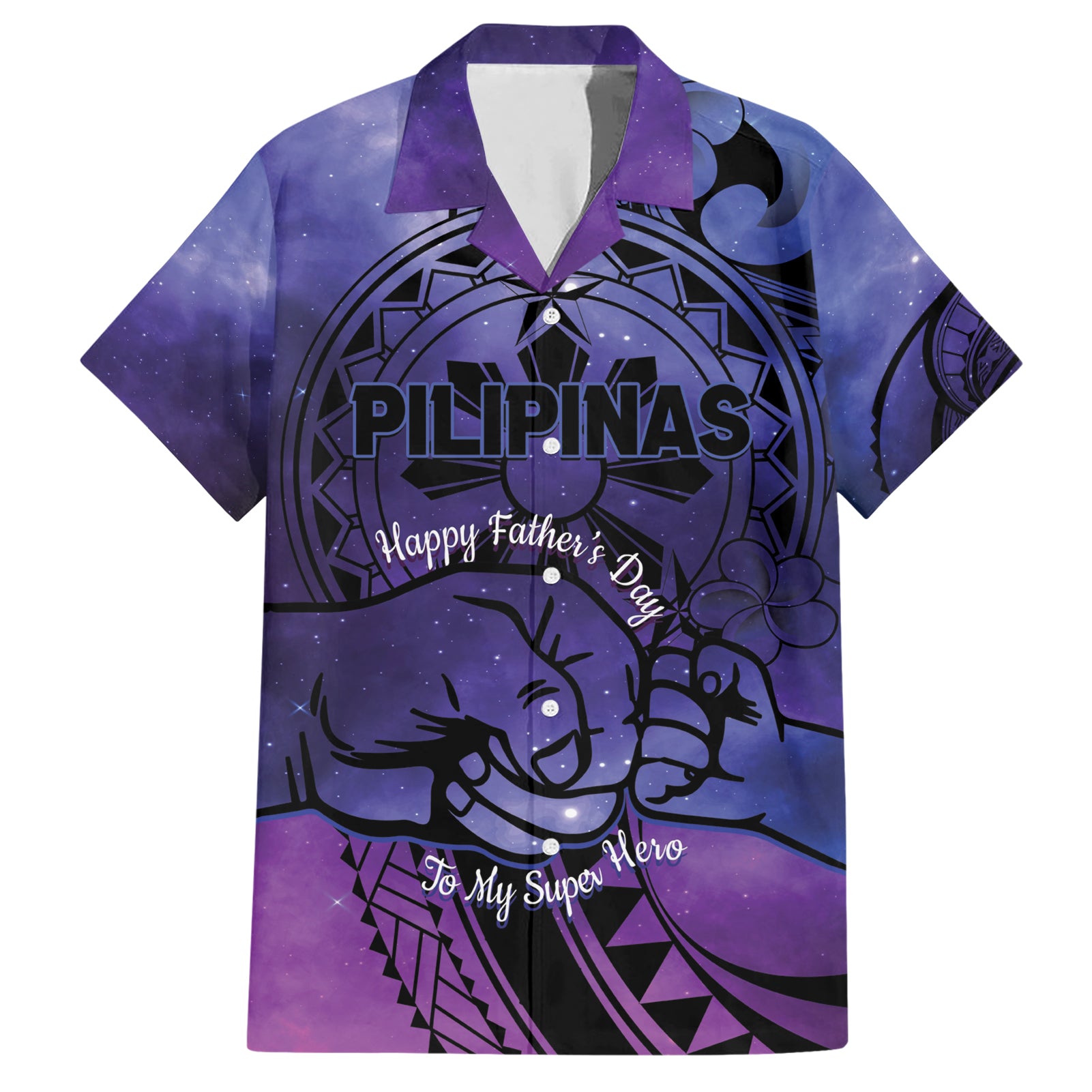 Philippines Father's Day Hawaiian Shirt Polynesian Tattoo Galaxy Vibes
