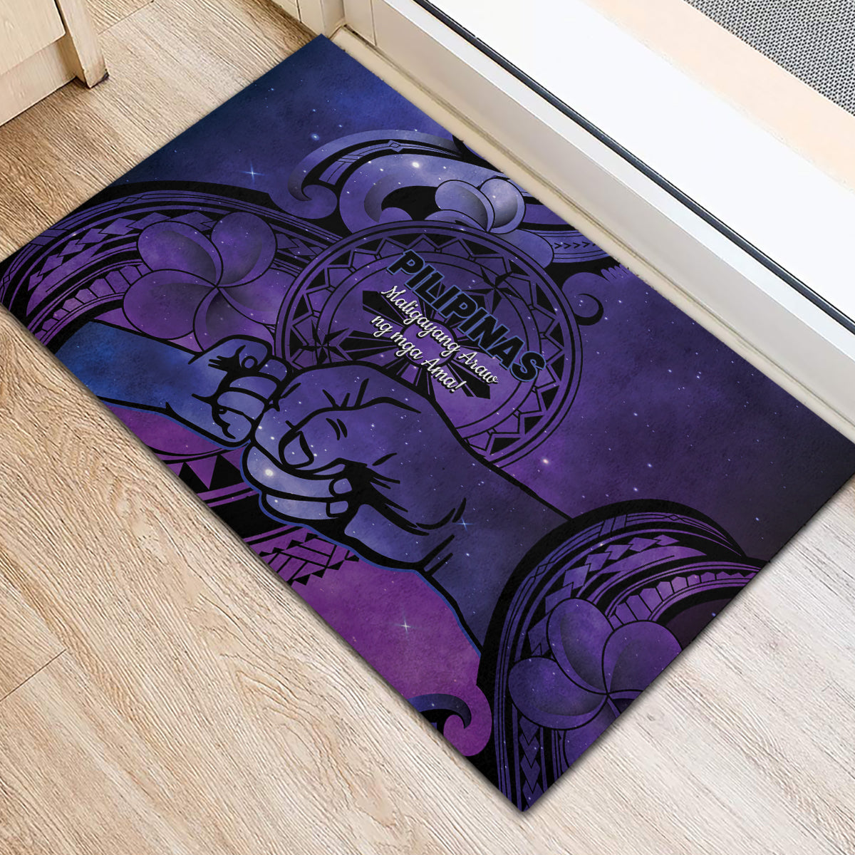 Philippines Father's Day Rubber Doormat Polynesian Tattoo Galaxy Vibes