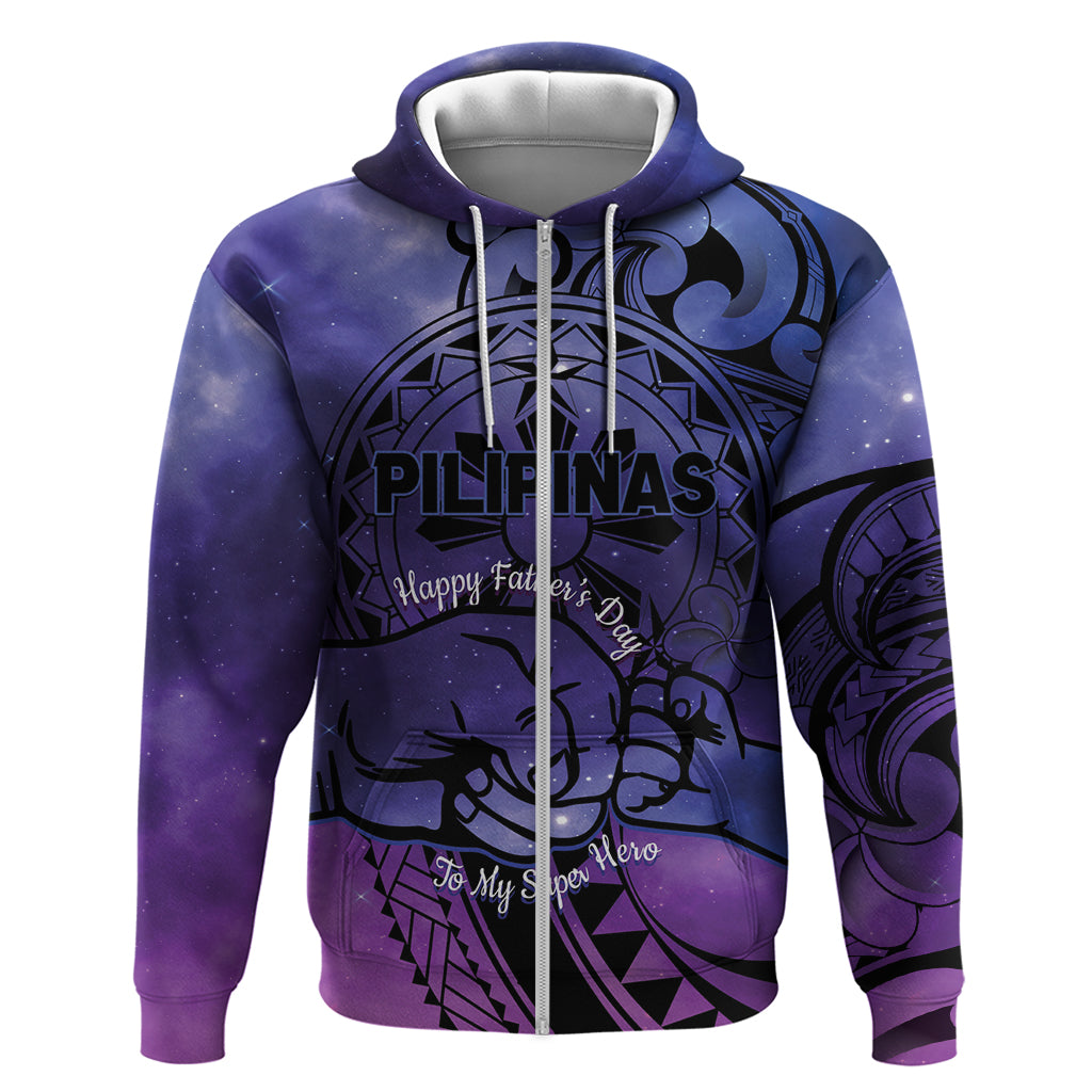 Philippines Father's Day Zip Hoodie Polynesian Tattoo Galaxy Vibes