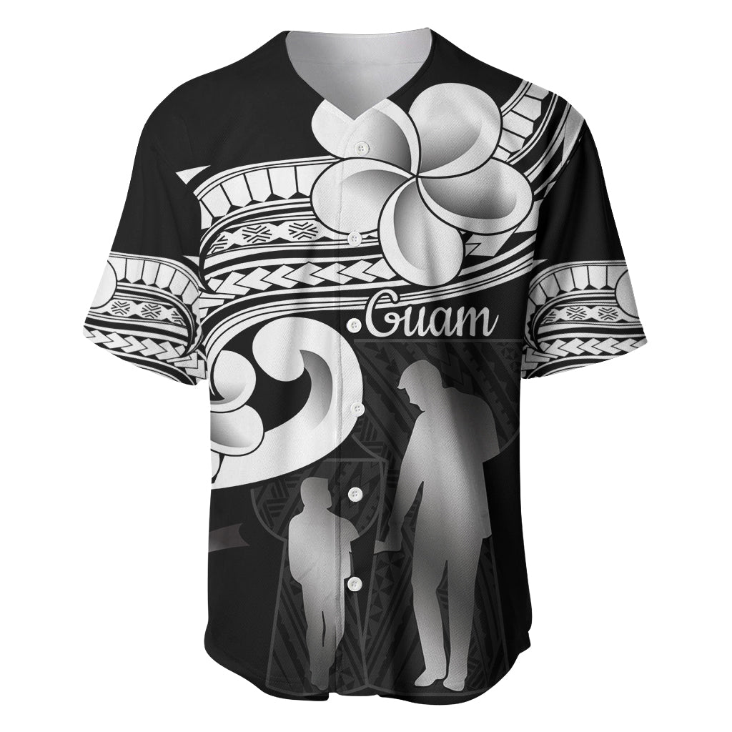 Guam Father's Day Baseball Jersey Chamorro Latte Stone Polynesian Pattern