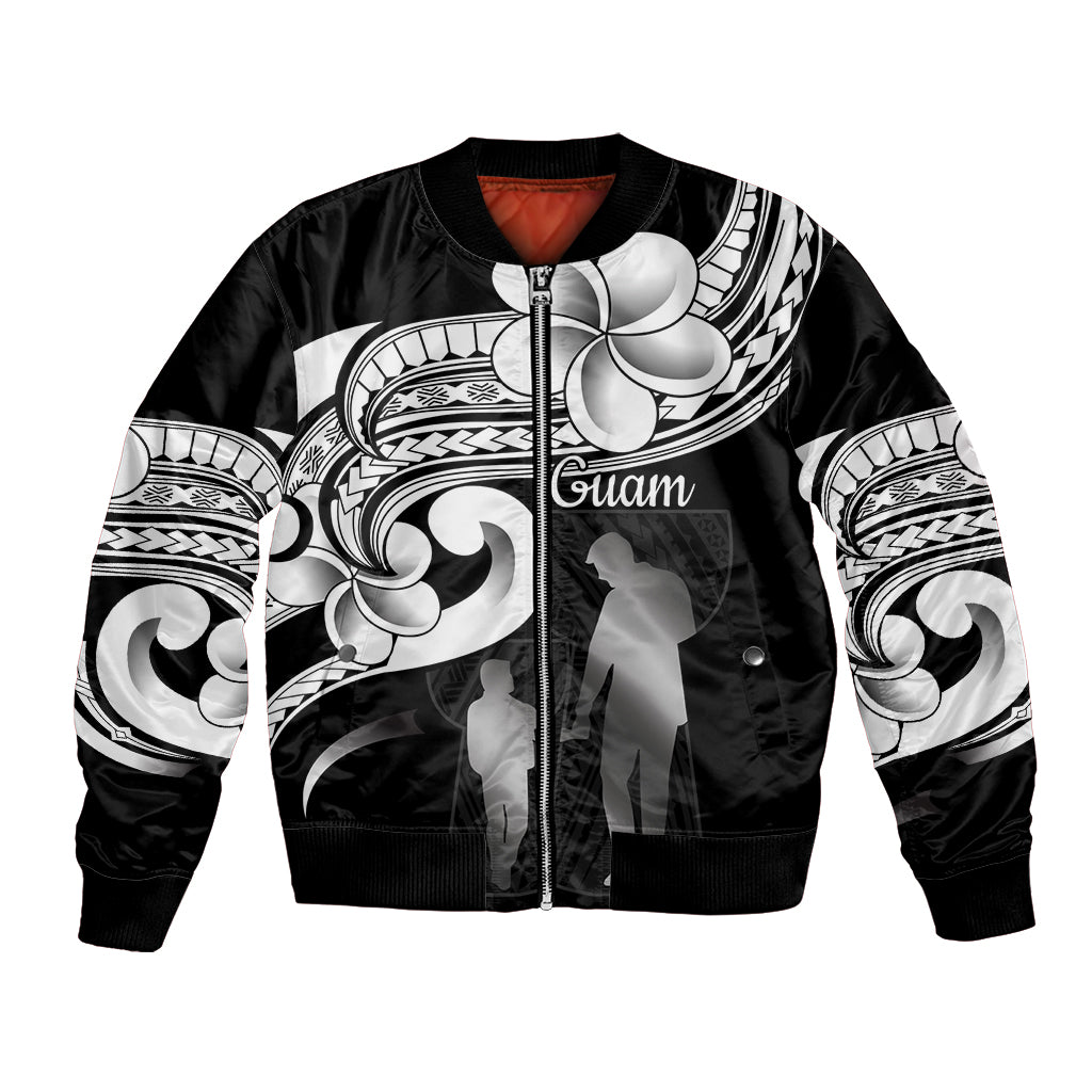 Guam Father's Day Bomber Jacket Chamorro Latte Stone Polynesian Pattern