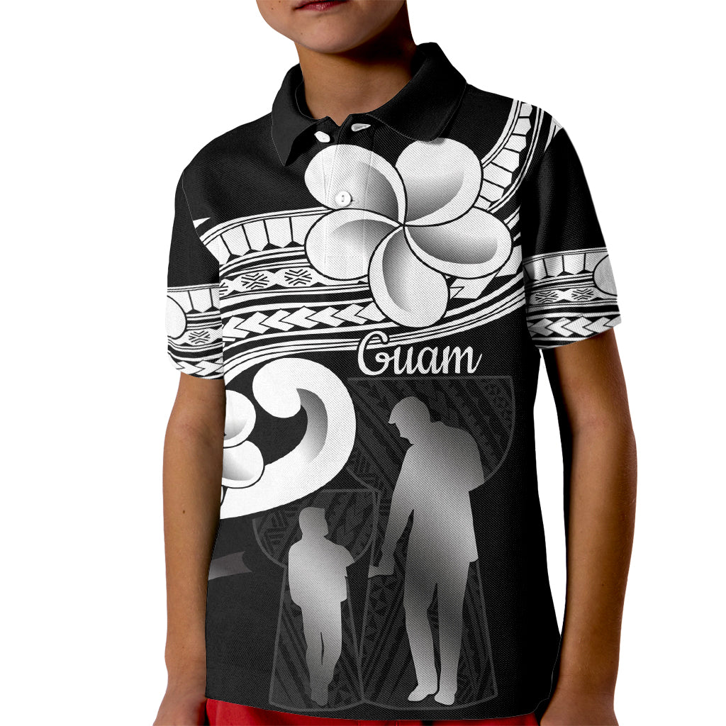 Guam Father's Day Kid Polo Shirt Chamorro Latte Stone Polynesian Pattern