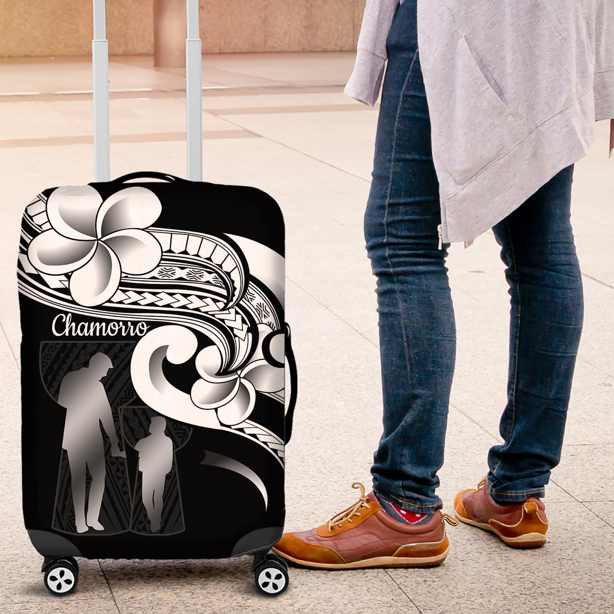 Guam Father's Day Luggage Cover Chamorro Latte Stone Polynesian Pattern