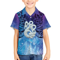 New Zealand Matariki Family Matching Tank Maxi Dress and Hawaiian Shirt Aotearoa Maori New Year Manaia Galaxy Vibes