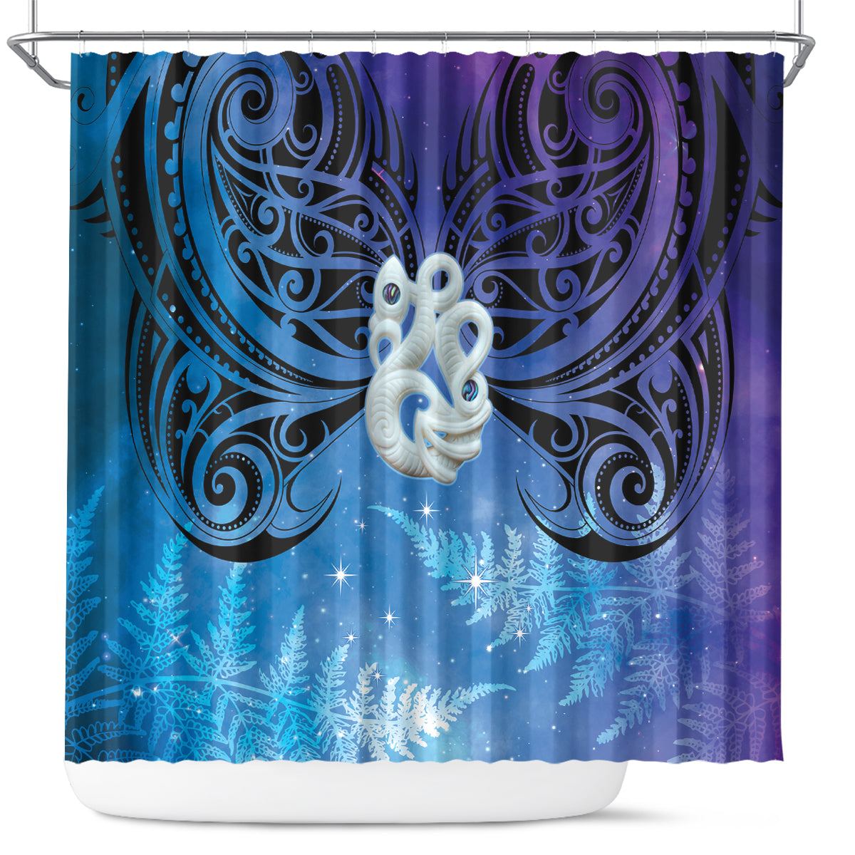 New Zealand Matariki Shower Curtain Aotearoa Maori New Year Manaia Galaxy Vibes