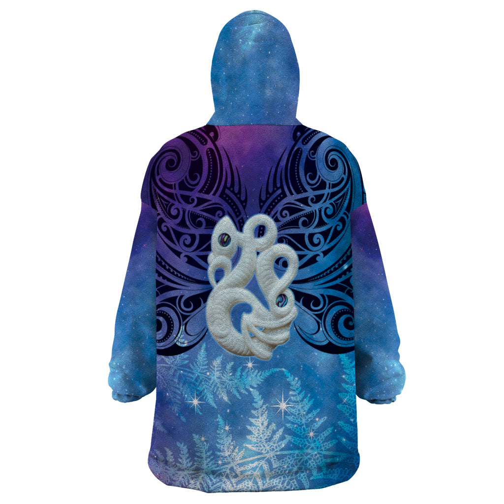 New Zealand Matariki Wearable Blanket Hoodie Aotearoa Maori New Year Manaia Galaxy Vibes