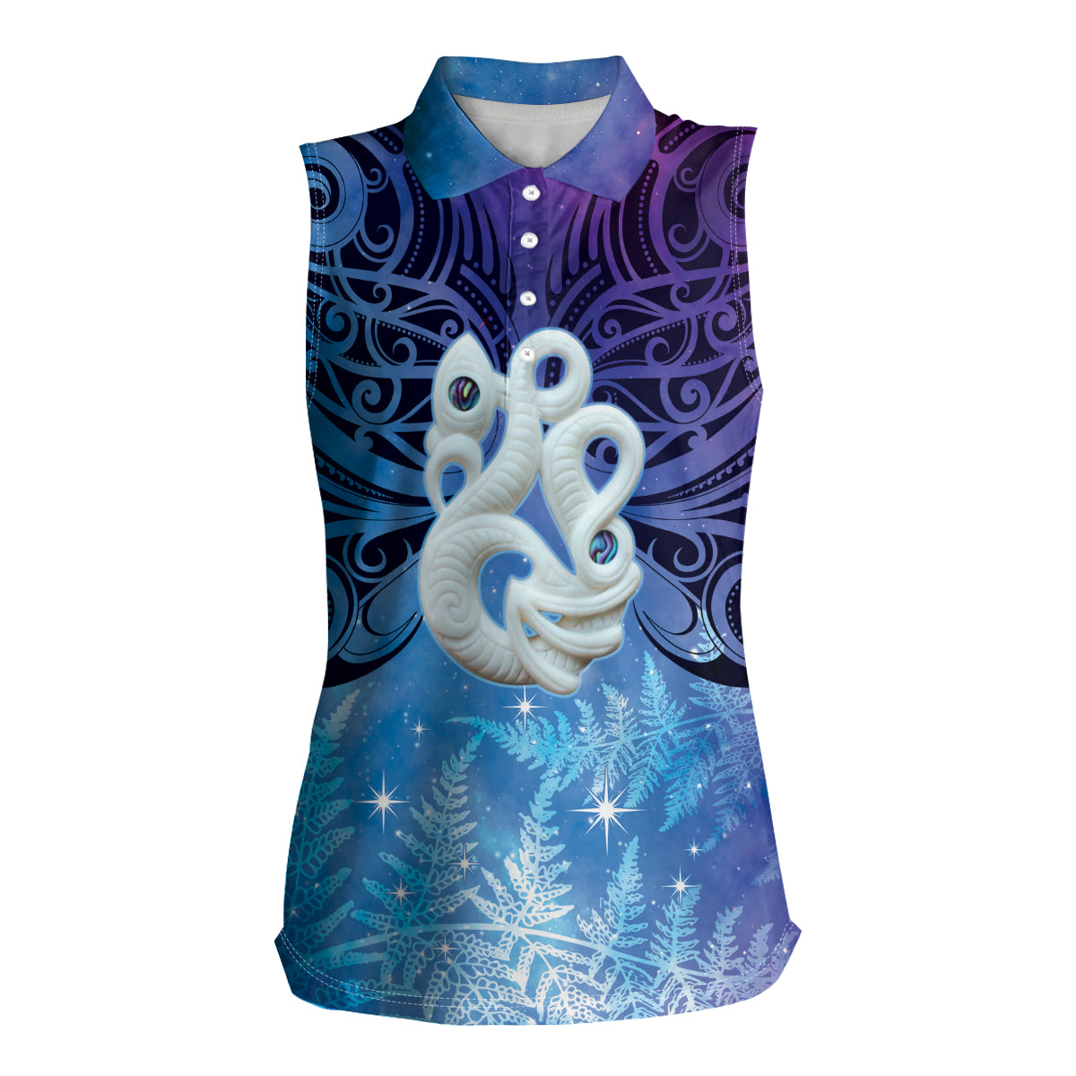 New Zealand Matariki Women Sleeveless Polo Shirt Aotearoa Maori New Year Manaia Galaxy Vibes