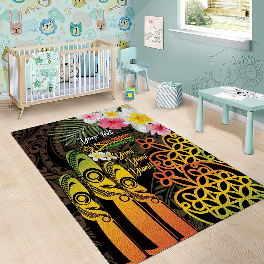 Personalised Vanuatu Independence Day Area Rug Carving Drum Sand Drawing Turtle