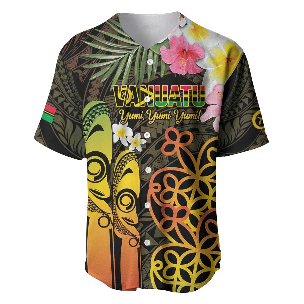 Personalised Vanuatu Independence Day Baseball Jersey Carving Drum Sand Drawing Turtle