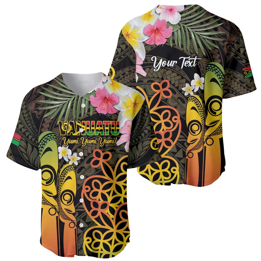 Personalised Vanuatu Independence Day Baseball Jersey Carving Drum Sand Drawing Turtle