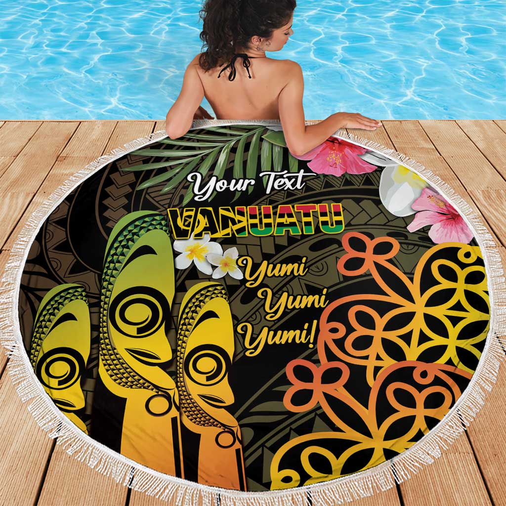 Personalised Vanuatu Independence Day Beach Blanket Carving Drum Sand Drawing Turtle LT14 - Polynesian Pride
