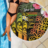 Personalised Vanuatu Independence Day Beach Blanket Carving Drum Sand Drawing Turtle LT14 - Polynesian Pride