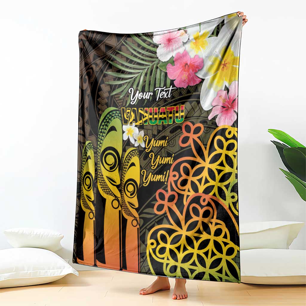 Personalised Vanuatu Independence Day Blanket Carving Drum Sand Drawing Turtle LT14 - Polynesian Pride