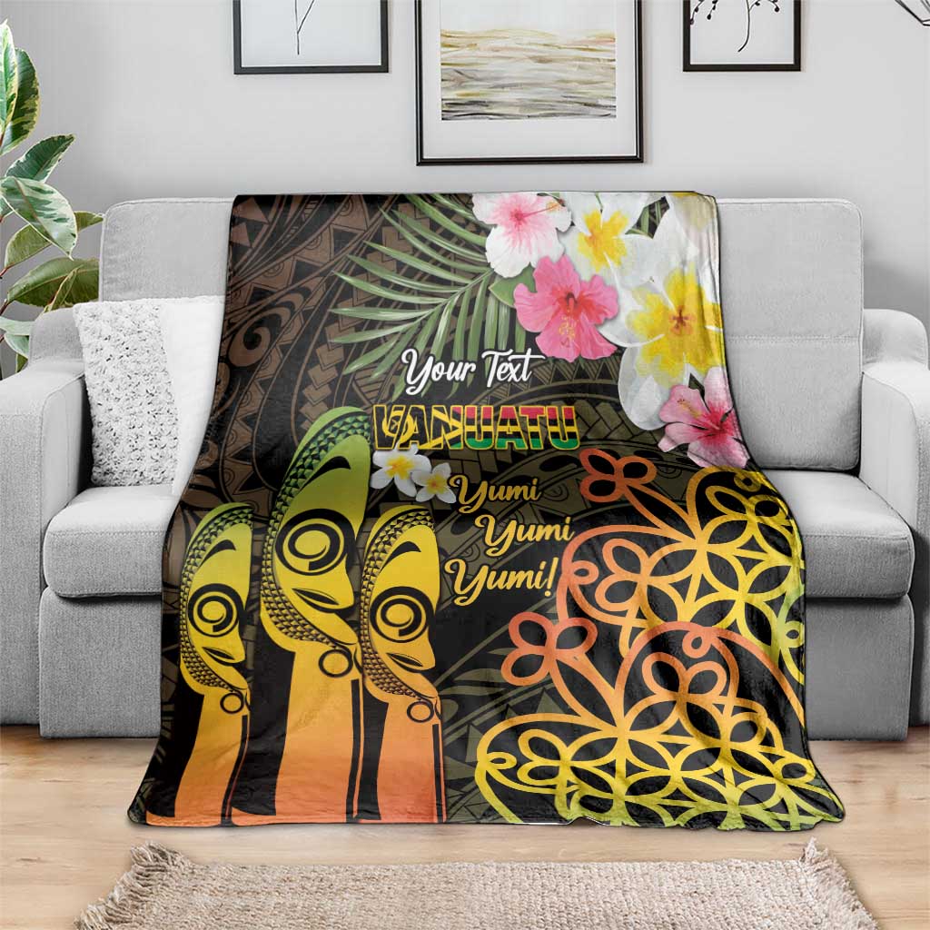 Personalised Vanuatu Independence Day Blanket Carving Drum Sand Drawing Turtle LT14 - Polynesian Pride