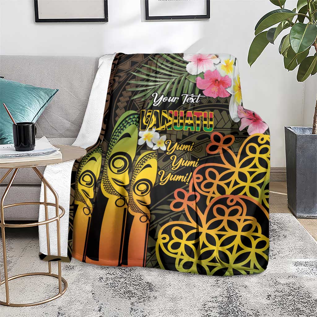 Personalised Vanuatu Independence Day Blanket Carving Drum Sand Drawing Turtle LT14 - Polynesian Pride