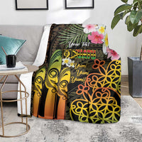 Personalised Vanuatu Independence Day Blanket Carving Drum Sand Drawing Turtle LT14 - Polynesian Pride