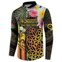 Personalised Vanuatu Independence Day Button Sweatshirt Carving Drum Sand Drawing Turtle LT14 - Polynesian Pride