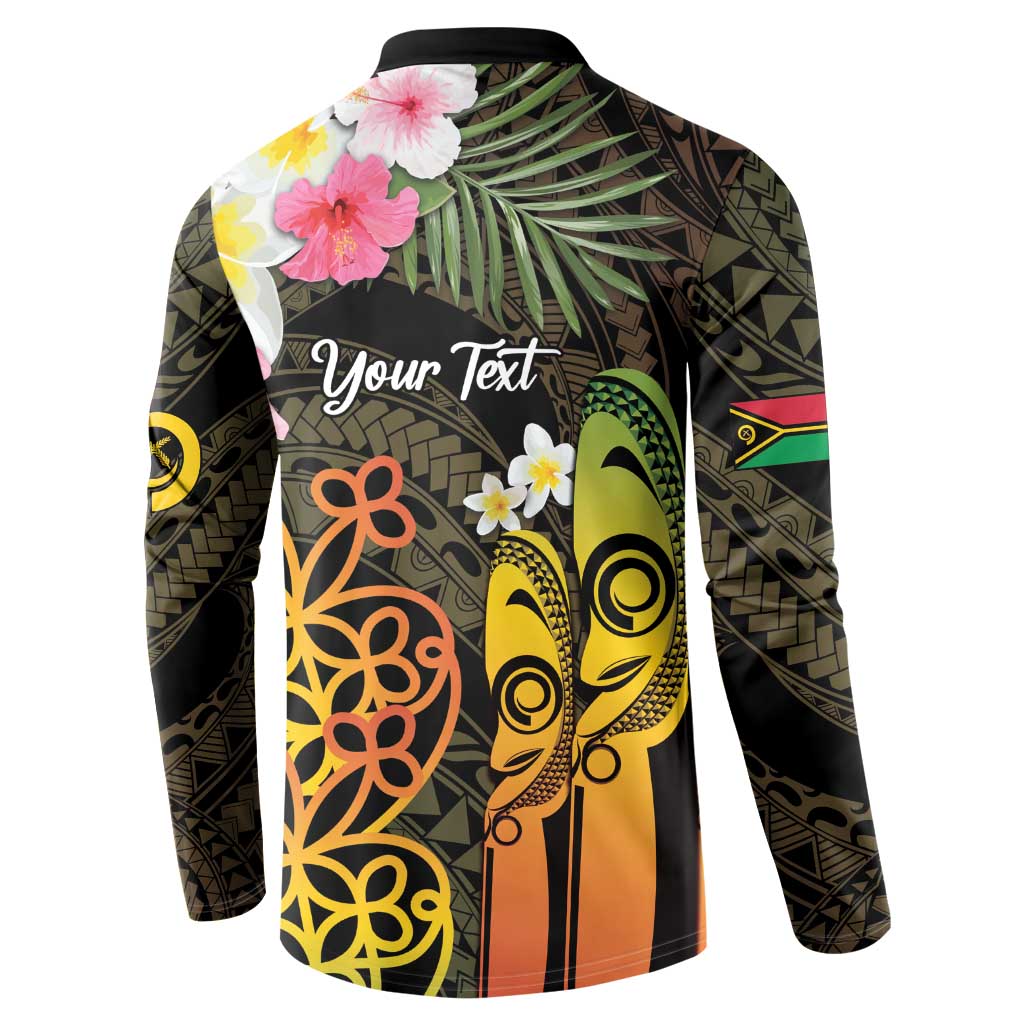 Personalised Vanuatu Independence Day Button Sweatshirt Carving Drum Sand Drawing Turtle LT14 - Polynesian Pride