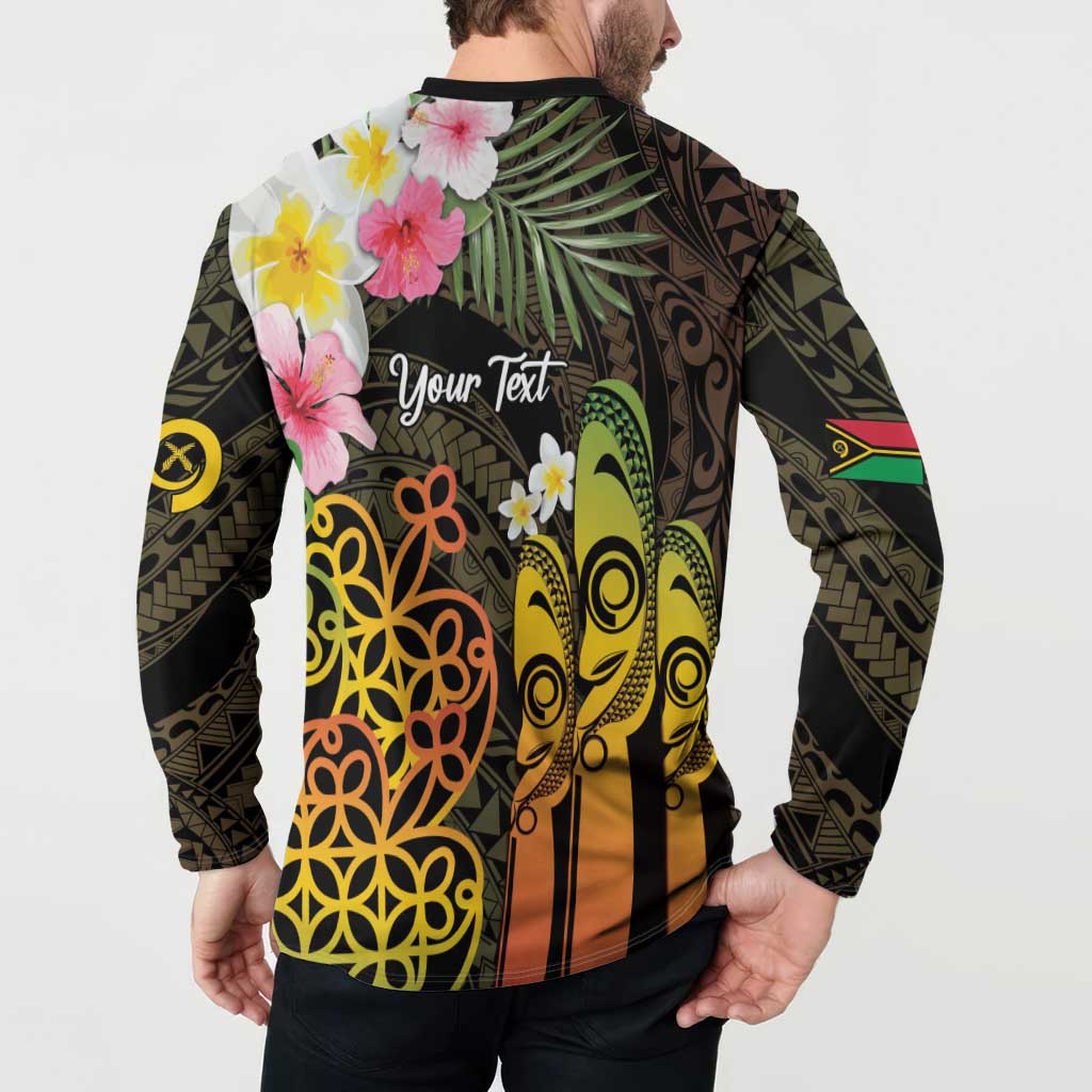 Personalised Vanuatu Independence Day Button Sweatshirt Carving Drum Sand Drawing Turtle LT14 - Polynesian Pride