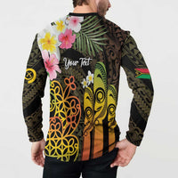 Personalised Vanuatu Independence Day Button Sweatshirt Carving Drum Sand Drawing Turtle LT14 - Polynesian Pride