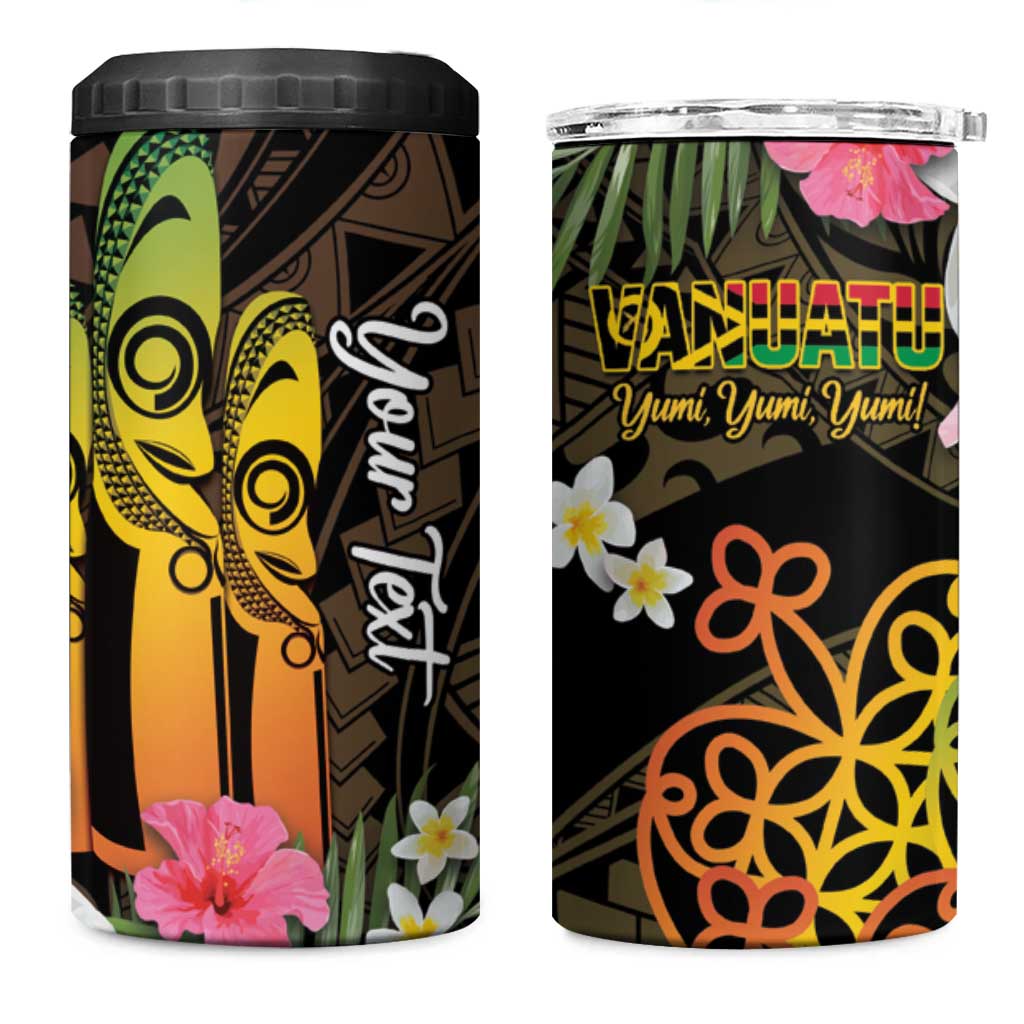 Personalised Vanuatu Independence Day 4 in 1 Can Cooler Tumbler Carving Drum Sand Drawing Turtle LT14 One Size: 16 oz Black - Polynesian Pride