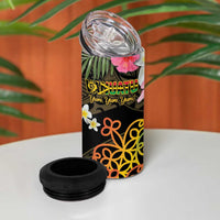 Personalised Vanuatu Independence Day 4 in 1 Can Cooler Tumbler Carving Drum Sand Drawing Turtle LT14 - Polynesian Pride