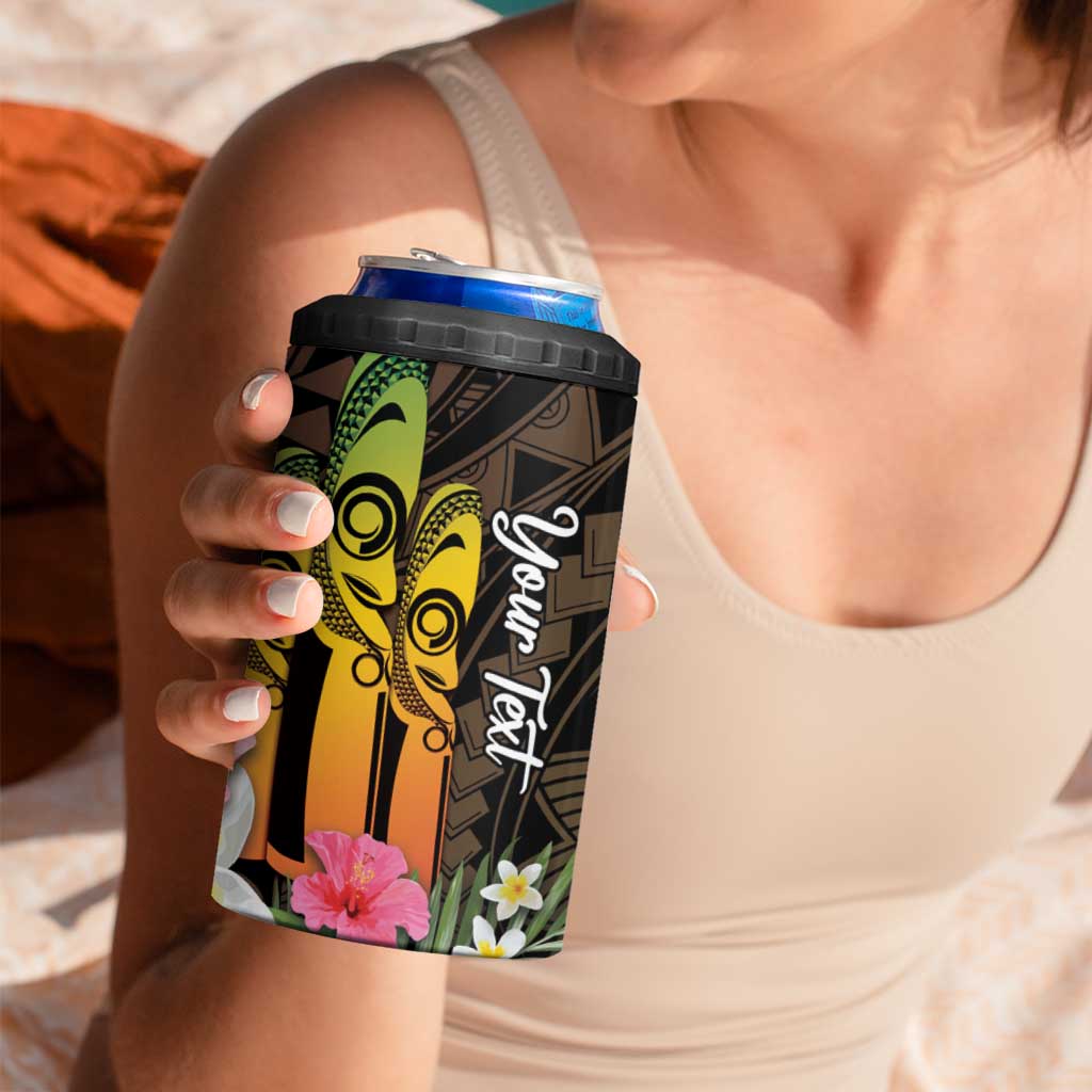 Personalised Vanuatu Independence Day 4 in 1 Can Cooler Tumbler Carving Drum Sand Drawing Turtle LT14 - Polynesian Pride