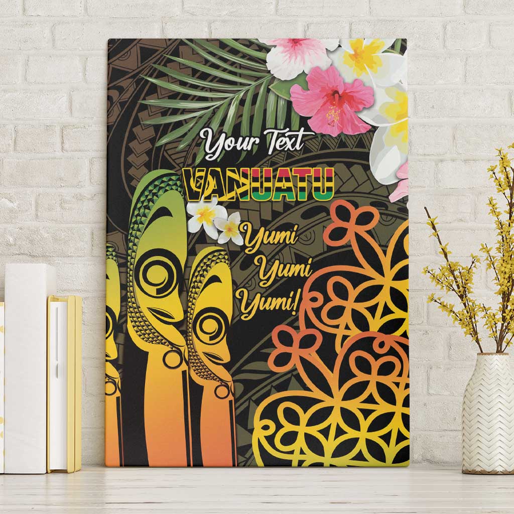 Personalised Vanuatu Independence Day Canvas Wall Art Carving Drum Sand Drawing Turtle LT14 Without Frame Black - Polynesian Pride