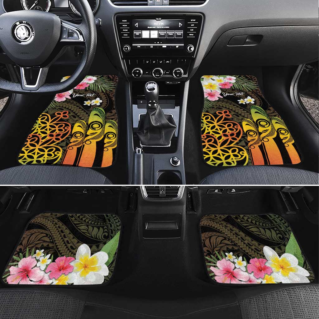 Personalised Vanuatu Independence Day Car Mats Carving Drum Sand Drawing Turtle LT14 Set 4pcs Black - Polynesian Pride
