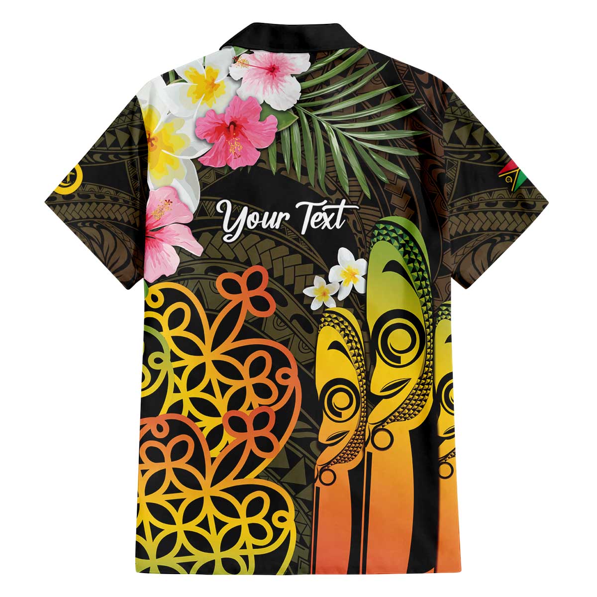 Personalised Vanuatu Independence Day Family Matching Off The Shoulder Long Sleeve Dress and Hawaiian Shirt Carving Drum Sand Drawing Turtle