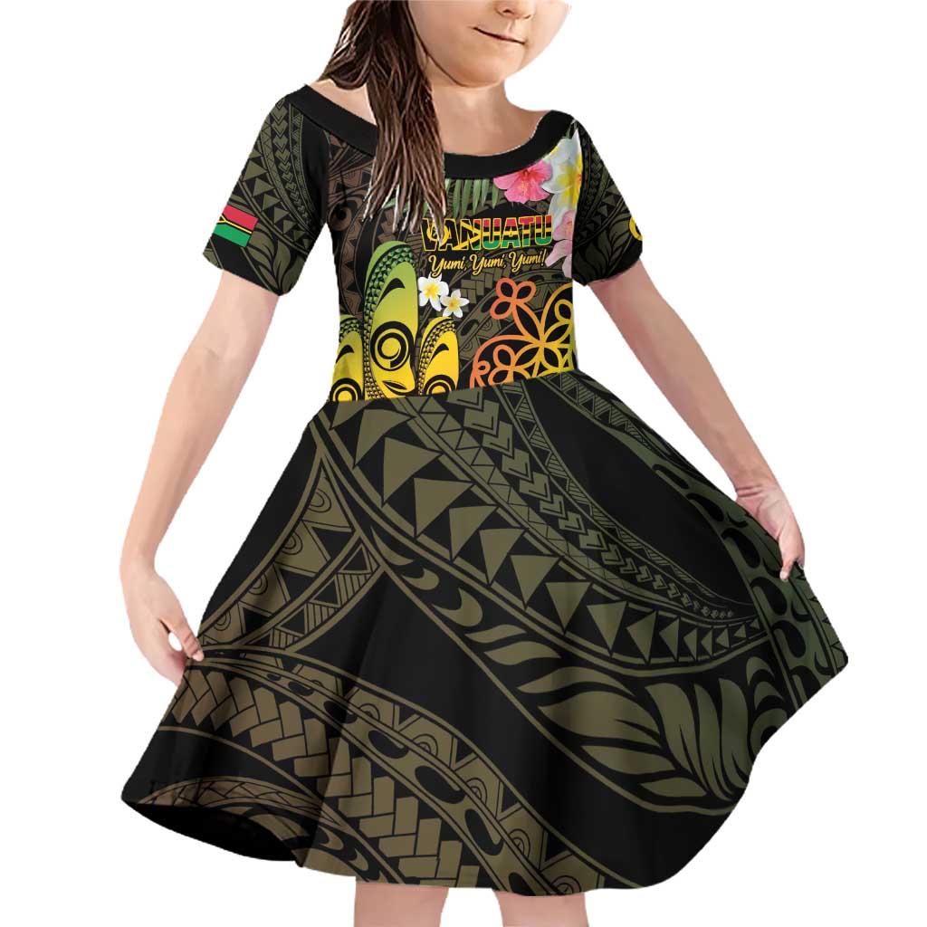 Personalised Vanuatu Independence Day Family Matching Off Shoulder Short Dress and Hawaiian Shirt Carving Drum Sand Drawing Turtle