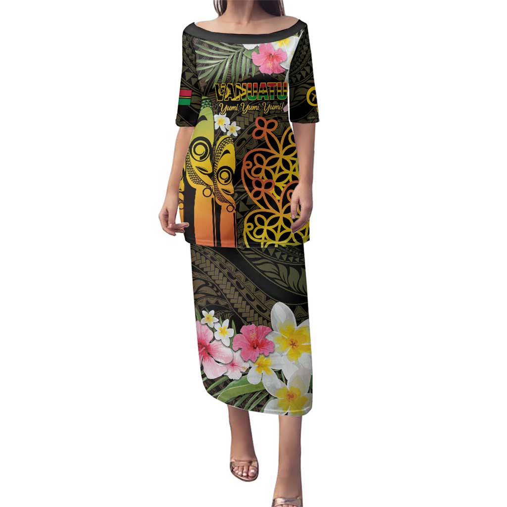 Personalised Vanuatu Independence Day Family Matching Puletasi and Hawaiian Shirt Carving Drum Sand Drawing Turtle