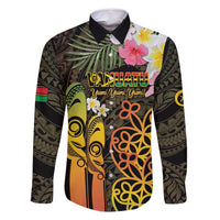 Personalised Vanuatu Independence Day Family Matching Tank Maxi Dress and Hawaiian Shirt Carving Drum Sand Drawing Turtle