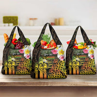 Personalised Vanuatu Independence Day Grocery Bag Carving Drum Sand Drawing Turtle