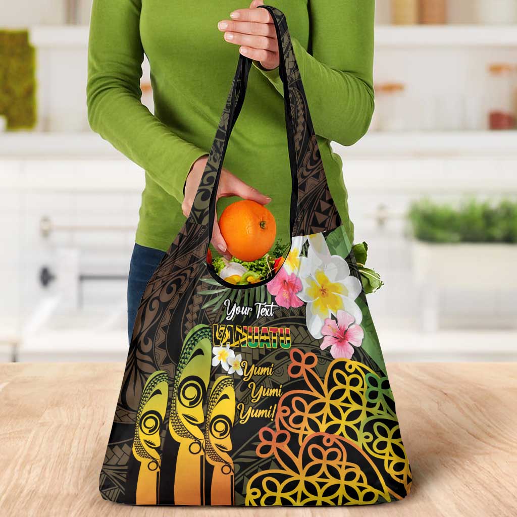 Personalised Vanuatu Independence Day Grocery Bag Carving Drum Sand Drawing Turtle