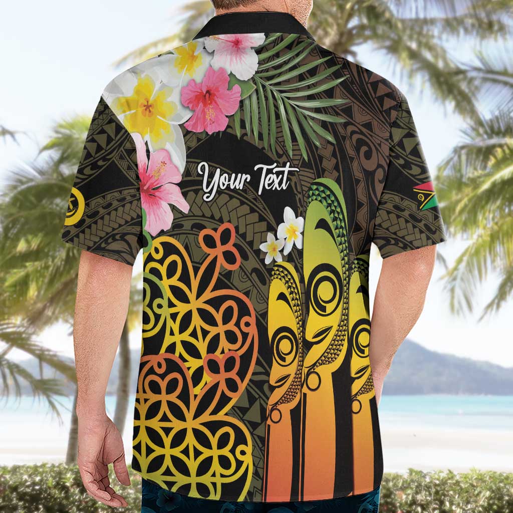 Personalised Vanuatu Independence Day Hawaiian Shirt Carving Drum Sand Drawing Turtle LT14 - Polynesian Pride