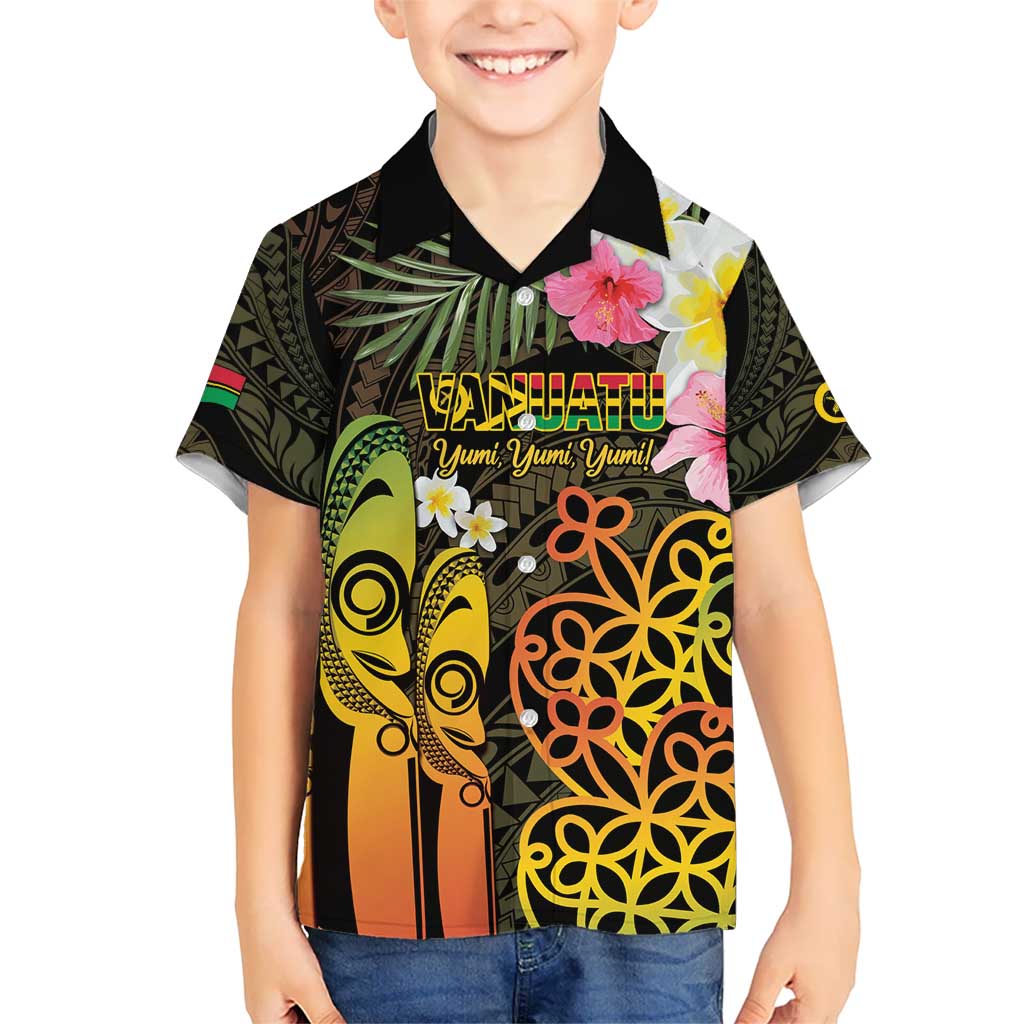 Personalised Vanuatu Independence Day Hawaiian Shirt Carving Drum Sand Drawing Turtle LT14 - Polynesian Pride